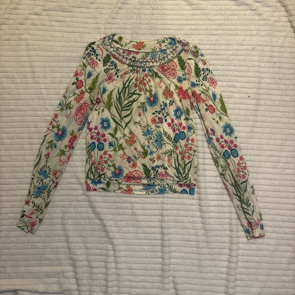 Dior Floral Long Sleeve Top - Multicolor